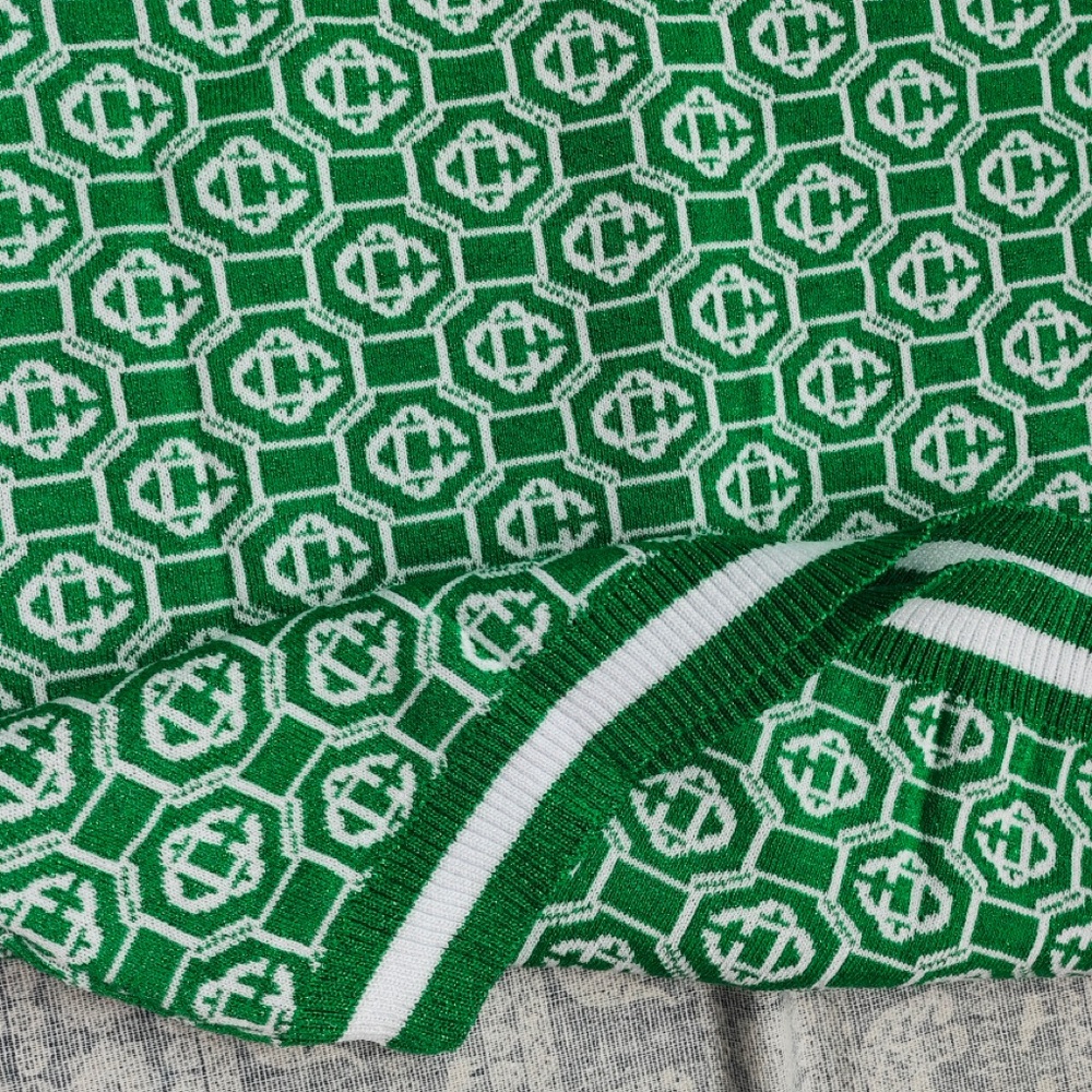 Cassette Club Green Geometric Knit Polo with White Trim - Picture 6 of 7